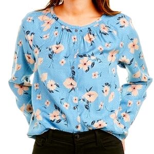 Rebecca Taylor Blue Daniella Silk Floral Blouse